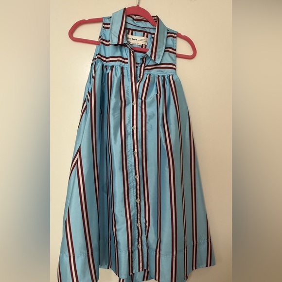 Anthropologie Blue and Burgundy Striped Shirtdress - Picture 2 of 5